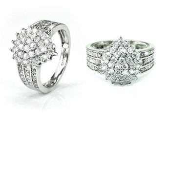 Carat Pear-Shaped Diamond Cluster Ring Size J