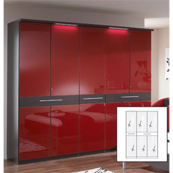 Wiemann - Dublin Red  3 Door  2 Drawer Wardrobe