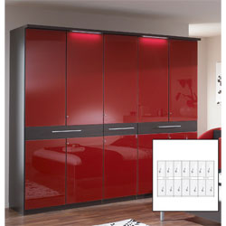 Wiemann - Dublin Red  7 Door  3 Drawer Wardrobe