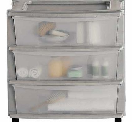 Drawer Plastic Wide Tower Storage Unit - Silver