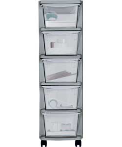 Drawer Slim Tower Storage Unit - Silver