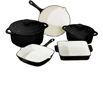 Piece Cast Iron Cookware in Black Enamel Finish