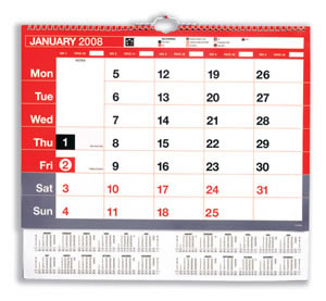 2008 Wall Calendar Wirebound Write-on