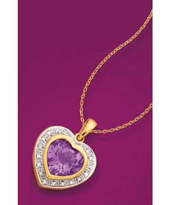 Amethyst and Diamond Heart Pendant