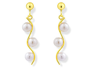 and Pearl Wavy Drop Earrings 071434