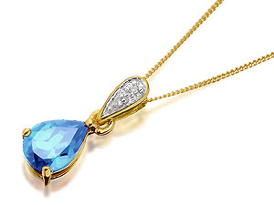 Blue Topaz And Diamond Peardrop Pendant