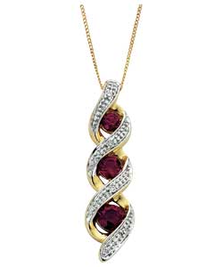 Created Ruby and Diamond Twist Pendant