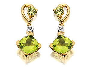 Diamond And Peridot Drop Earrings 20mm