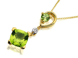 Diamond And Peridot Pendant And Chain -