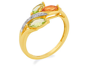 Diamond, Peridot And Citrine Flower