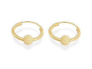 Glitter Ball Hoop Earrings 15mm - 072219