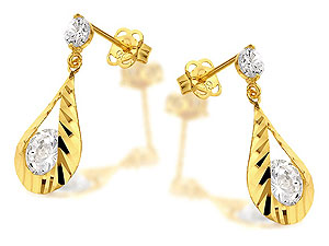 White Cubic Zirconia Tear Drop Earrings