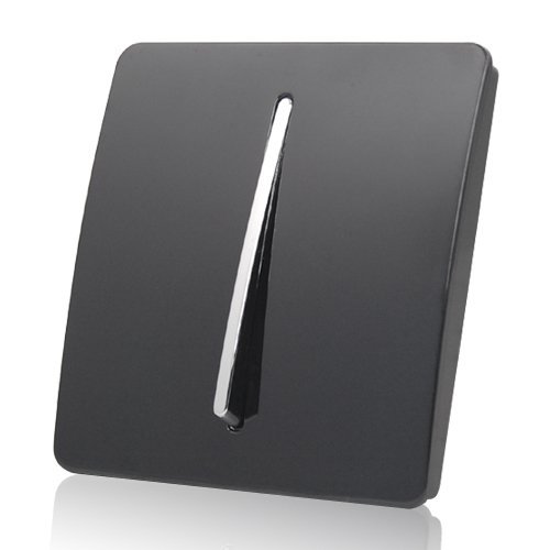 MODERN GLOSS BLACK & CHROME LIGHT SWITCH 1 GANG 1 WAY