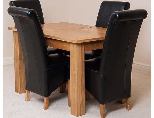 HAMPTON SOLID OAK EXTENDING DINING TABLE & 4 BLACK MONTANA CHAIRS