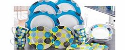 16-Piece Blue/Mustard Circle Dinner Set