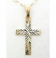 9CT Gold Childs Diamond Cut Cross Pendant