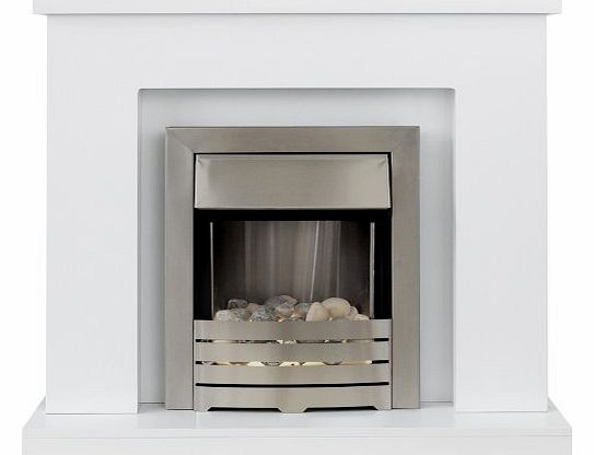 Adam Lomond White Surround with Brushed Steel Helios Electric Fire, 2000 Watt