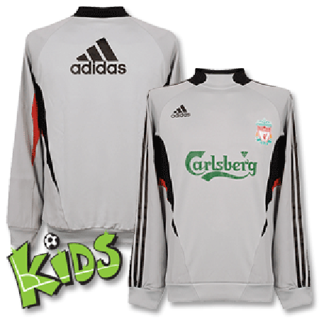 08-09 Liverpool Training Top - Boys - Grey/Black