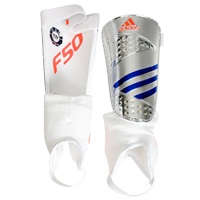 F50 Replique Shin Pads - Silver/Blue/Red.