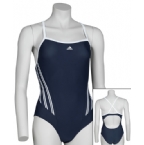 Girls 3 Stripe Swimsuit Absolute/White