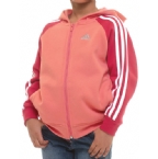 Girls 3 Stripe Zip Hoody Light Siren/Siren Red