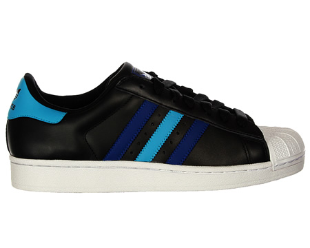 Superstar II Black/Blue Leather Trainers