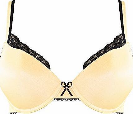 Luxury Satin Super Comfort Push Up Padded Bra (36C, Peach Black)