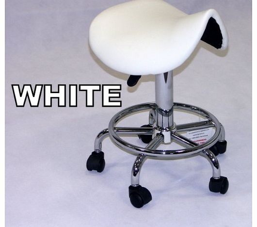 PROFESSIONAL WHITE PORTABLE GAS LIFT ADJUSTABLE BEAUTY SALON SPA STYLE MASSAGE SADDLE CHAIR STOOL