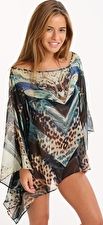 Aguaclara, 1295[^]263057 Exotic Princess Silk Poncho - Print