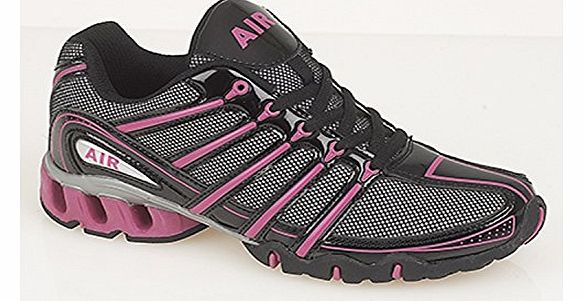 Air Womens Shock Absorbing Running Trainer Ladies Trainers (5 UK, Black/Fuschia)