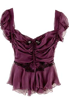 Lace patch chiffon top