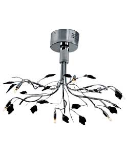 6 Light Chrome Black Glass Ceiling Light