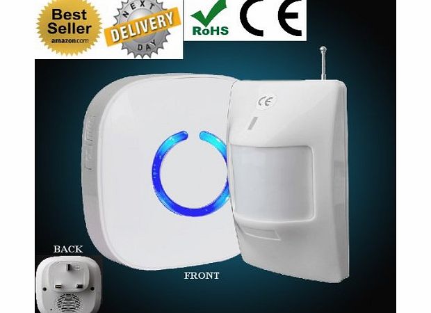 DIY WIRELESS 280 METER RANGE WEATHERPROOF GARDEN,DRIVEWAY,GARAGE,OUTBUILDING BURGLAR ALERT ALARM WITH 52 MELODIES AND LED LIGHT FOR DISABLE PERSON WITH HEARING PROBLEM. PIR SENSOR DOORBELL CHIME ALERT