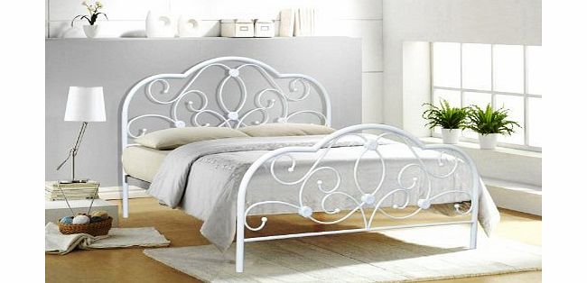 Alexis 4FT6 DOUBLE WHITE METAL BED FRAME ALEXIS