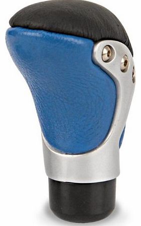 All Ride Silver & Blue Leather Gear Knob