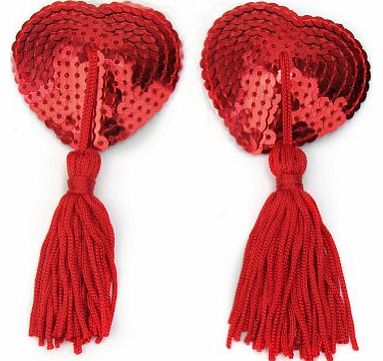 Sexy Red Lingerie Sequin Heart Tassel Breast Bra Nipple Sticker Cover Pasties