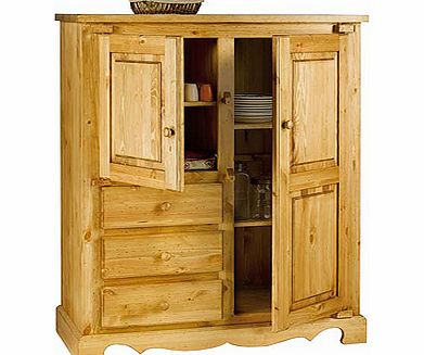 Alpes Developpement Farmer Solid Pine 2 Door 3 Drawer Tall Sideboard