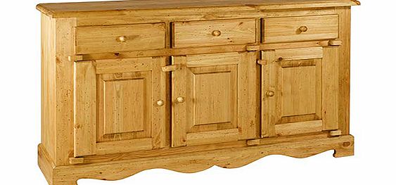 Alpes Developpement Farmer Solid Pine 3 Door 3 Drawer Sideboard