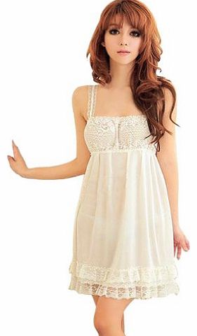 Sexy Lingerie White Bridal Honeymoon Lace Layered Chemise Babydoll