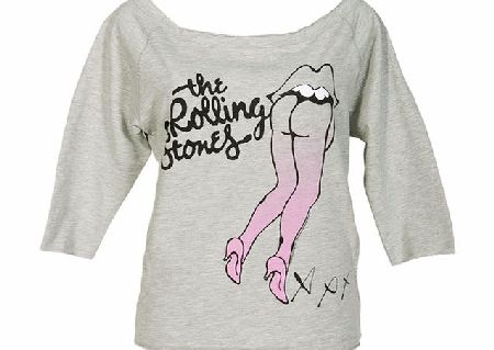 Ladies Grey Rolling Stones Legs Slash Neck