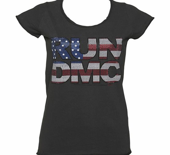 Ladies Charcoal Diamante Run DMC T-Shirt from