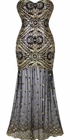 Womens Sleeveless V-Neck Sequins Lace Up Back Evening Dress Medium