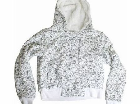 Ladies Animal Plantago Fur Lined Hoody 001 White