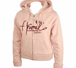 Ladies Animal Jesus Jones Fur Lined Hoody. Pink