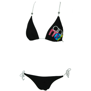 Ladies Animal Page Triangle Bikini. Black