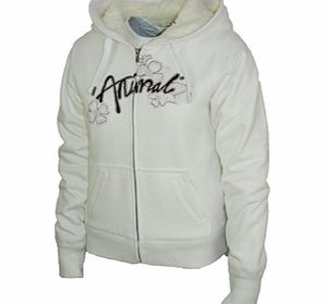 Ladies Animal Ruden Fur Lined Hoody. White