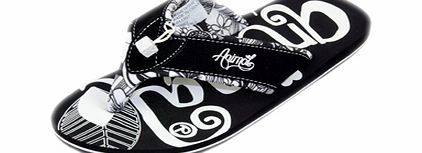 Ladies Animal Swish Flip Flops. Black