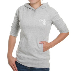 Animal Ladies Ryder Cropped sleeve hoody - Grey