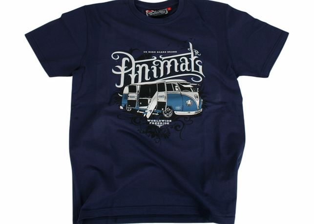 Mens Animal Beaver Tee 450 Mood Indigo