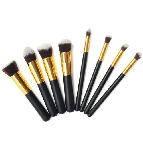 8PCS Professional Makeup Brushes Brush Cosmetic Set Make up Brushes Blending Concealer Eyeshadow Eyebrow Foundation Shadow Powder Cosmetics Tools Kit (black handle+ golden tube)